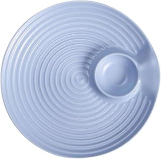 Bandeja for servir, platos divididos, juego redondo de cóctel de camarones for reuniones familiares, plato for servir aperitivos y quesos, chip de porcelana y salsa for servir, color azul, 9.0 in ( Co