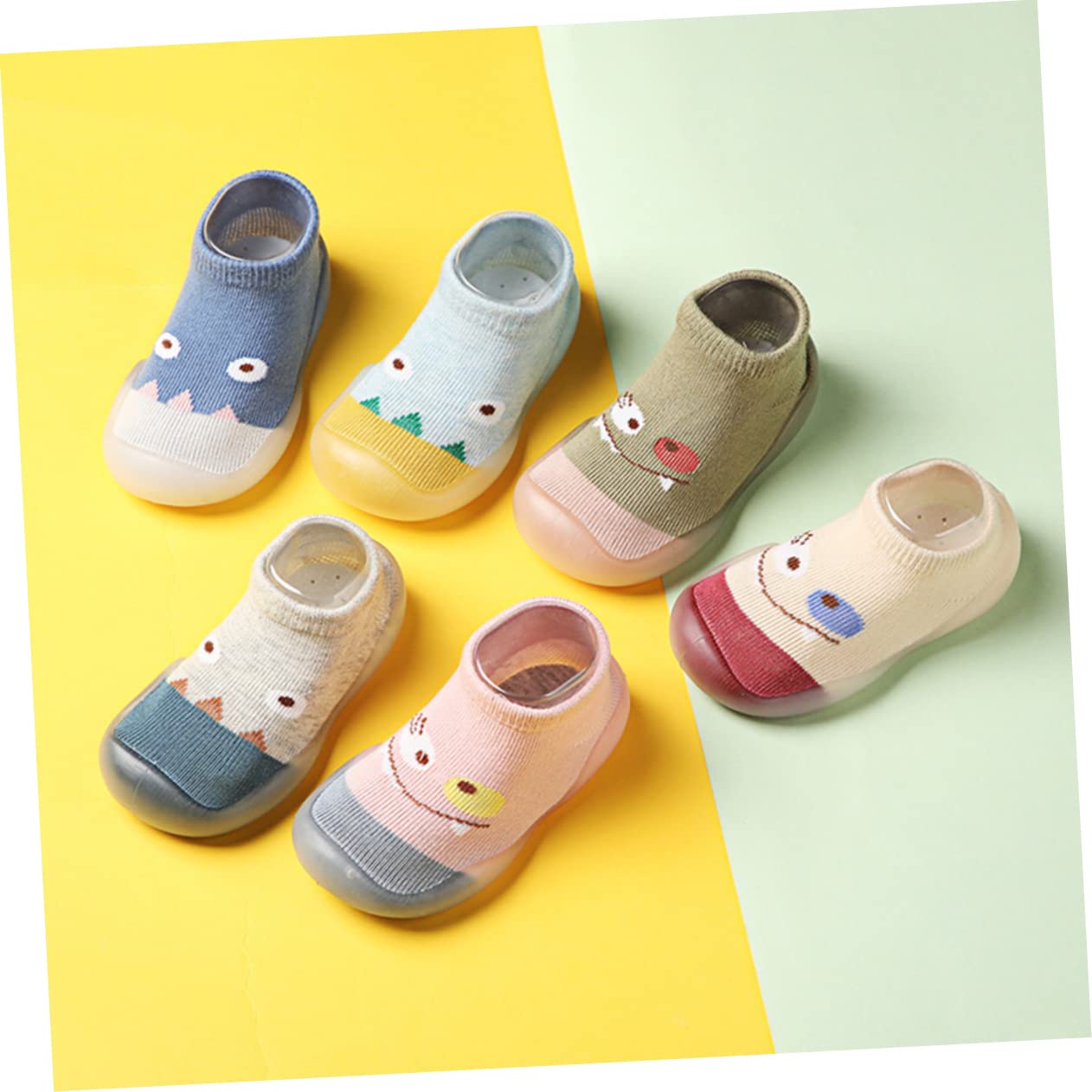 TOVINANNA Infant Cotton Prewalker 1 Pair Anti-skid Flooring Socks Cartoon Pattern Comfortable for Babies
