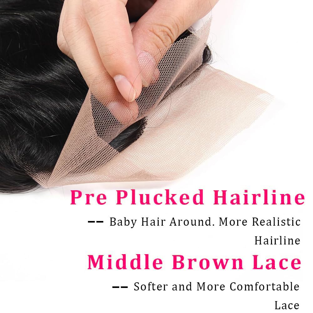 4x4 Deep Wave Lace Closure Human Hair 8 Inch HD Lace Closure Natural Black image 4
