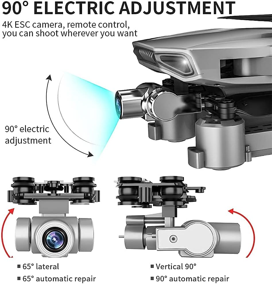 Drone with Camera for Adults 4K HD Quadcopter with 2 Axis Mechanical Gimbal Drones 90deg ESC Camera RC Quadcopter with Helicopter GPS Satellite Positioning 1200m Flight Distance