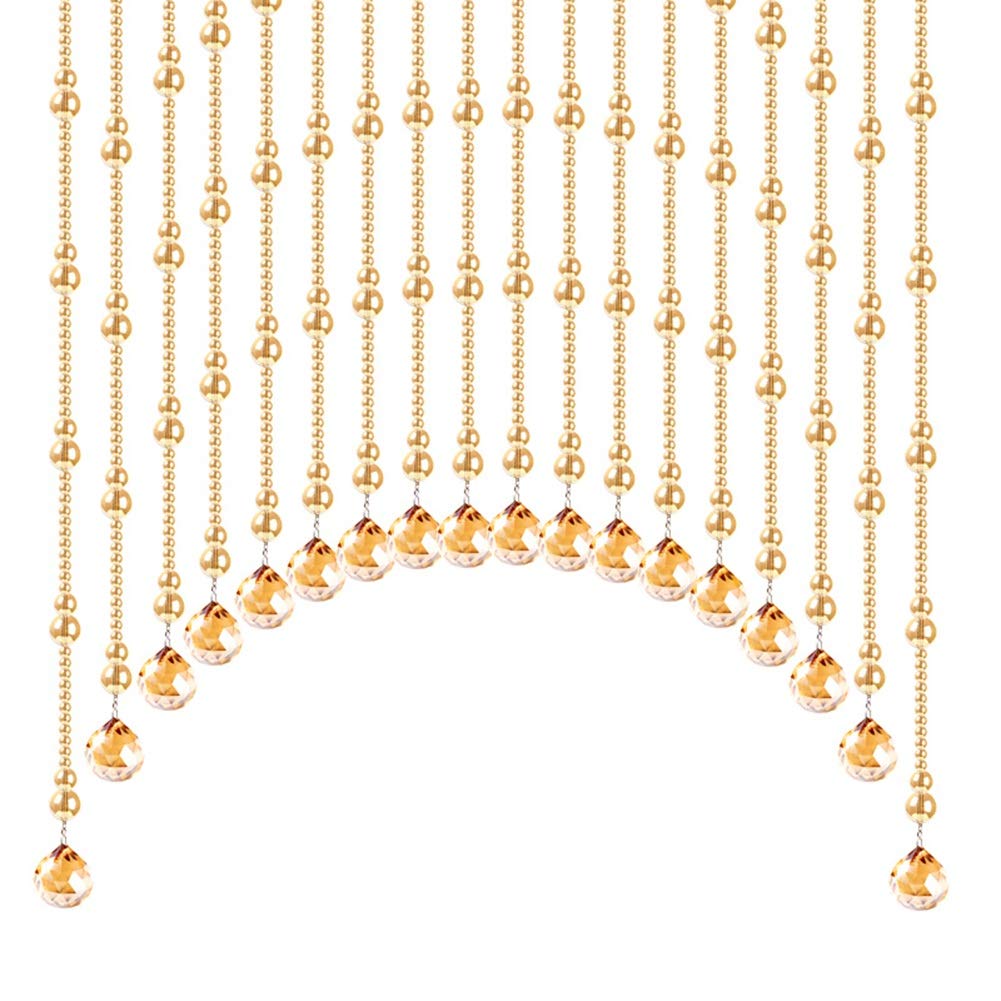Rideaux de perles de porte arquées dorés en cristal pour couloir