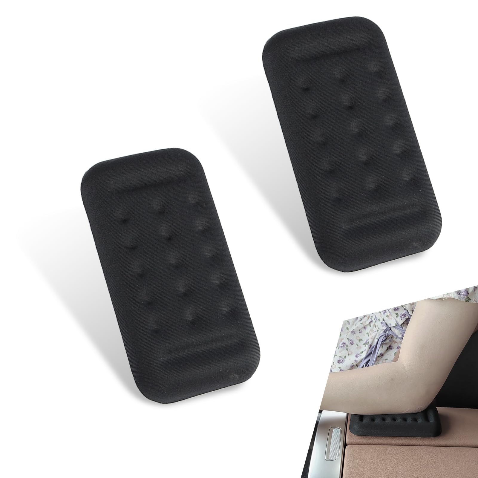 Sephile 2 PCS Car Armrest Box Pads, Center Console Elbow Protection Cotton Pads, Arm Support Pain Relief Car Interior Center Console Pad Accessories, Universal for Most Cars (Black)