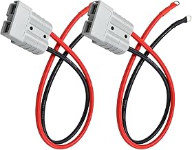 Anderson 2pcs 50A 600V Battery Connector, 10AWG 30cm Cable with M8 Ring Lug, Quick Disconnect Connector for Car, Caravan, Boat, Solar Panel