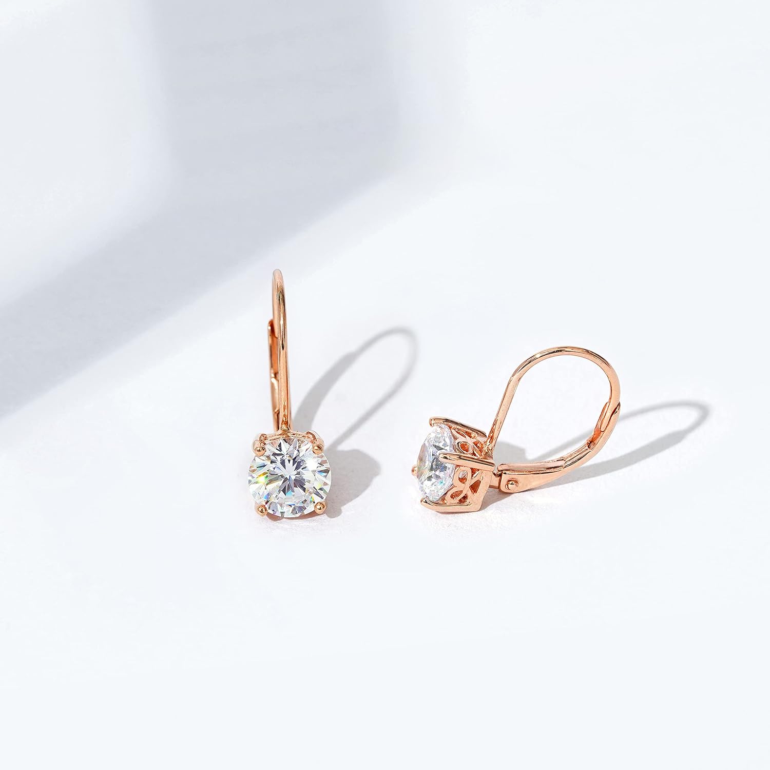 Amazon Collection Platinum-Plated Sterling Silver Infinite Elements Zirconia Leverback Earrings