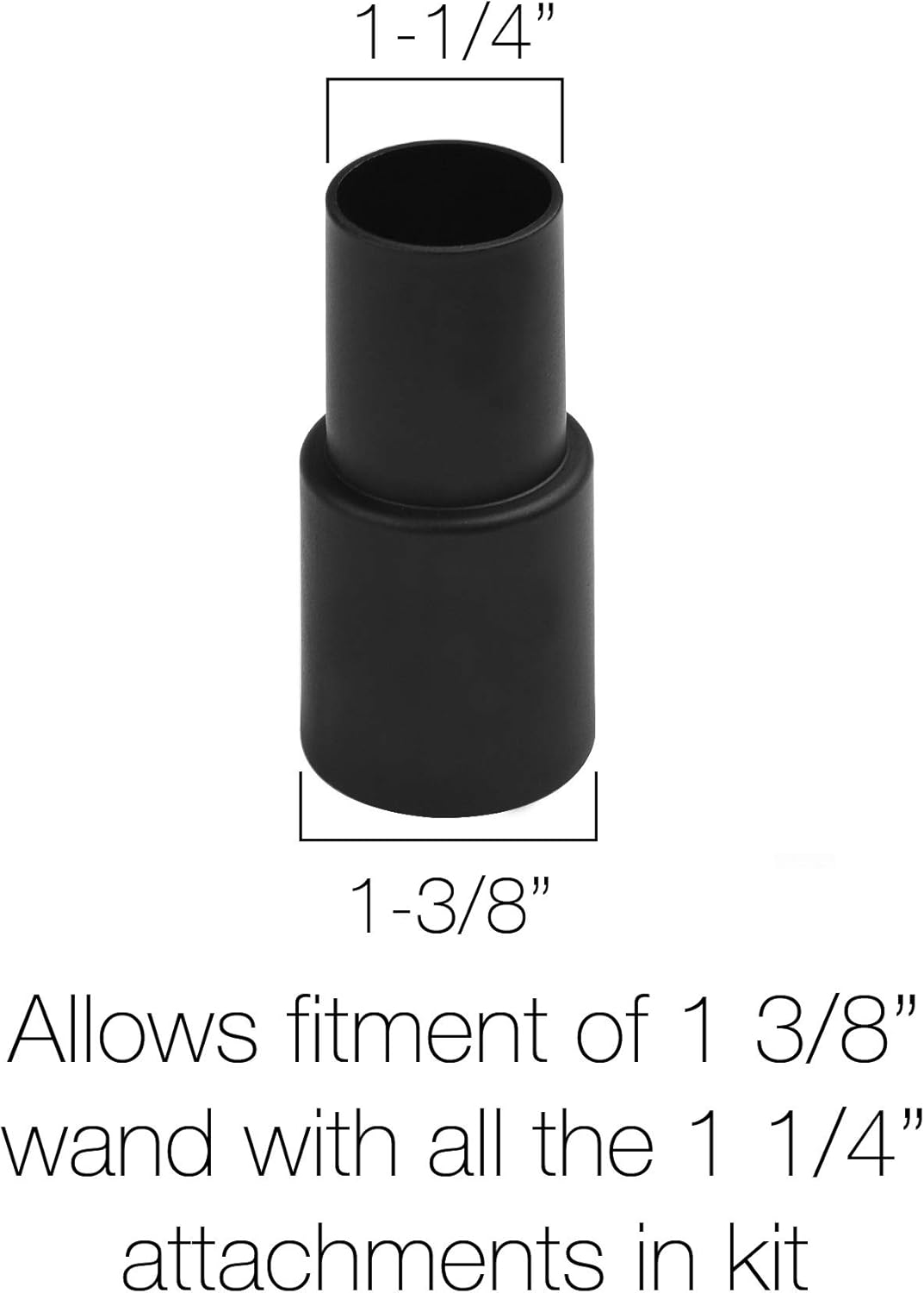 Wessel-Werk Vacuum Hose Adapter 3-Piece pack of 1 3/8-inch to 1 ¼ inch Wet or Dry Universal Black Plastic Adapters for Vacuum Attachments
