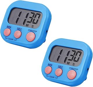 Electronic Timer Digital Loud Bell Cooking Kitchen Gadget Sets Gym Stopwatch Fridge Magnets Minuteur Kids Cute(Timer Blue 2PCS)