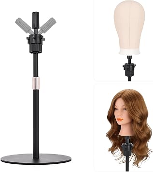 TopDirect Reinforced Mannequin Head Stand,20 Inch Adjustable Wig Stand Holder Braiding Rack Disc Stand,Hair Extensions Wig Head Stand Suitable for Beauty Schools,Barber Training,DIY Styling Design