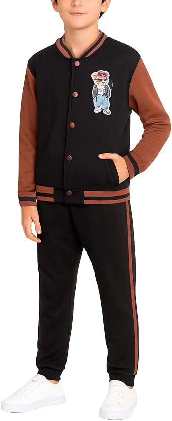 Pro Athlete Boys Sweatsuit Set - 2 Piece Fleece Varsity Jacket and Boys Jogger Sweatpants Set Youth Kids Activewear 8-16