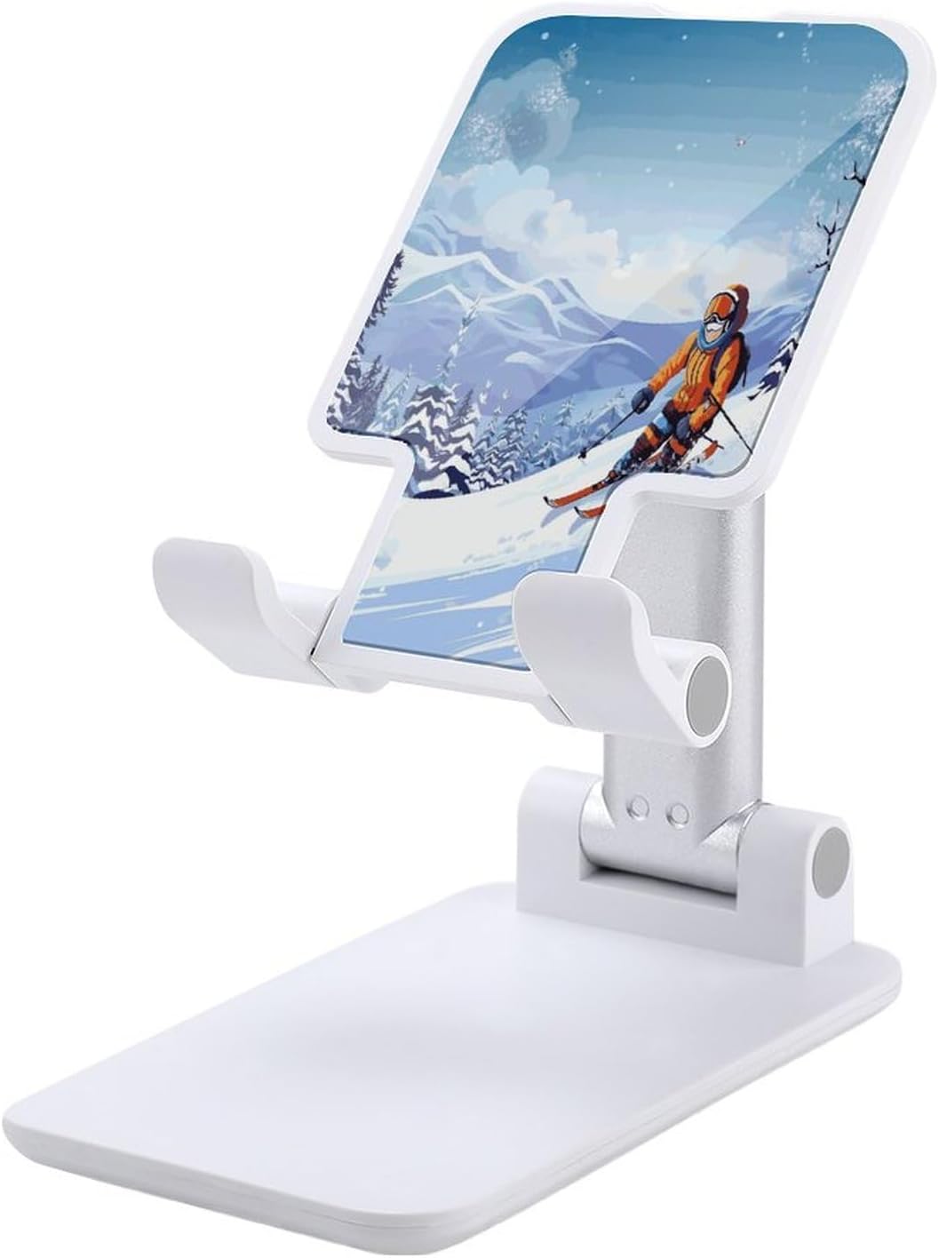 Winter Skiing Cell Phone Stand Adjustable Desktop Phone Holder Folding Cell Phone Stand Cellphone Stands Compatible with 4-13 Inch Smartphones for Home Office&Gifts
