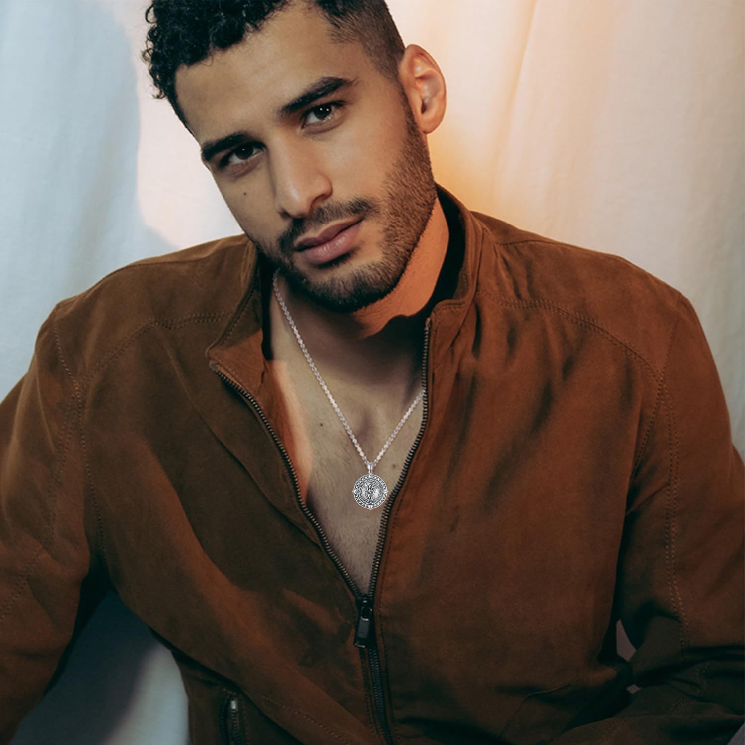 TYSO St Michael Necklace for Men 925 Sterling Silver Archangel Saint Michael Pendant Necklace Compass St Michael Necklace Protect Us Medal Amulet Religious Jewelry Gifts for Men - Image 5