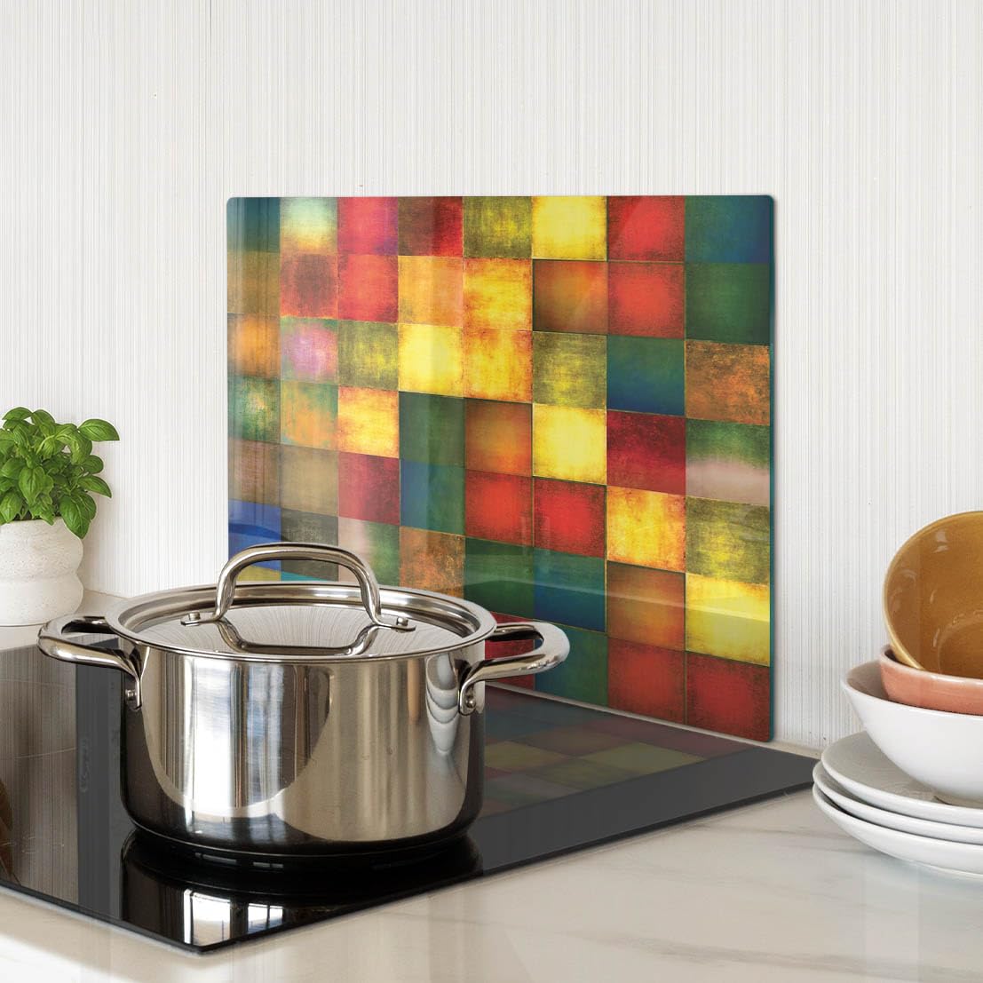 Tagliere e piastra di protezione in vetro 40x30 cm Motivo geometrico