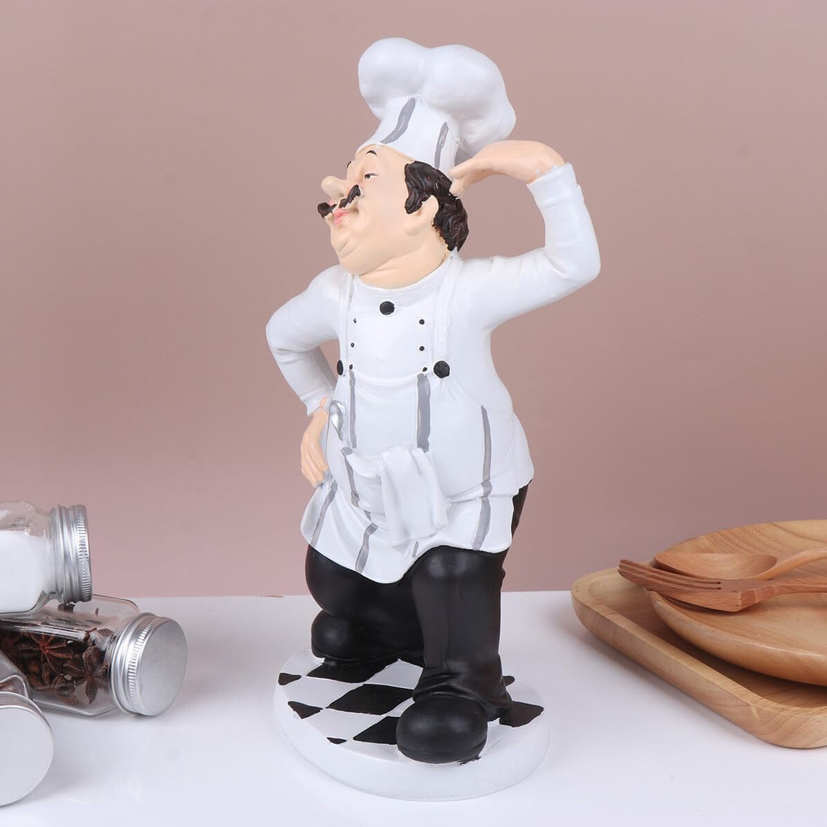 VANZACK Statua Chef in Resina Design Classico Decorazione Cucina Tavolo Casa Ristorante