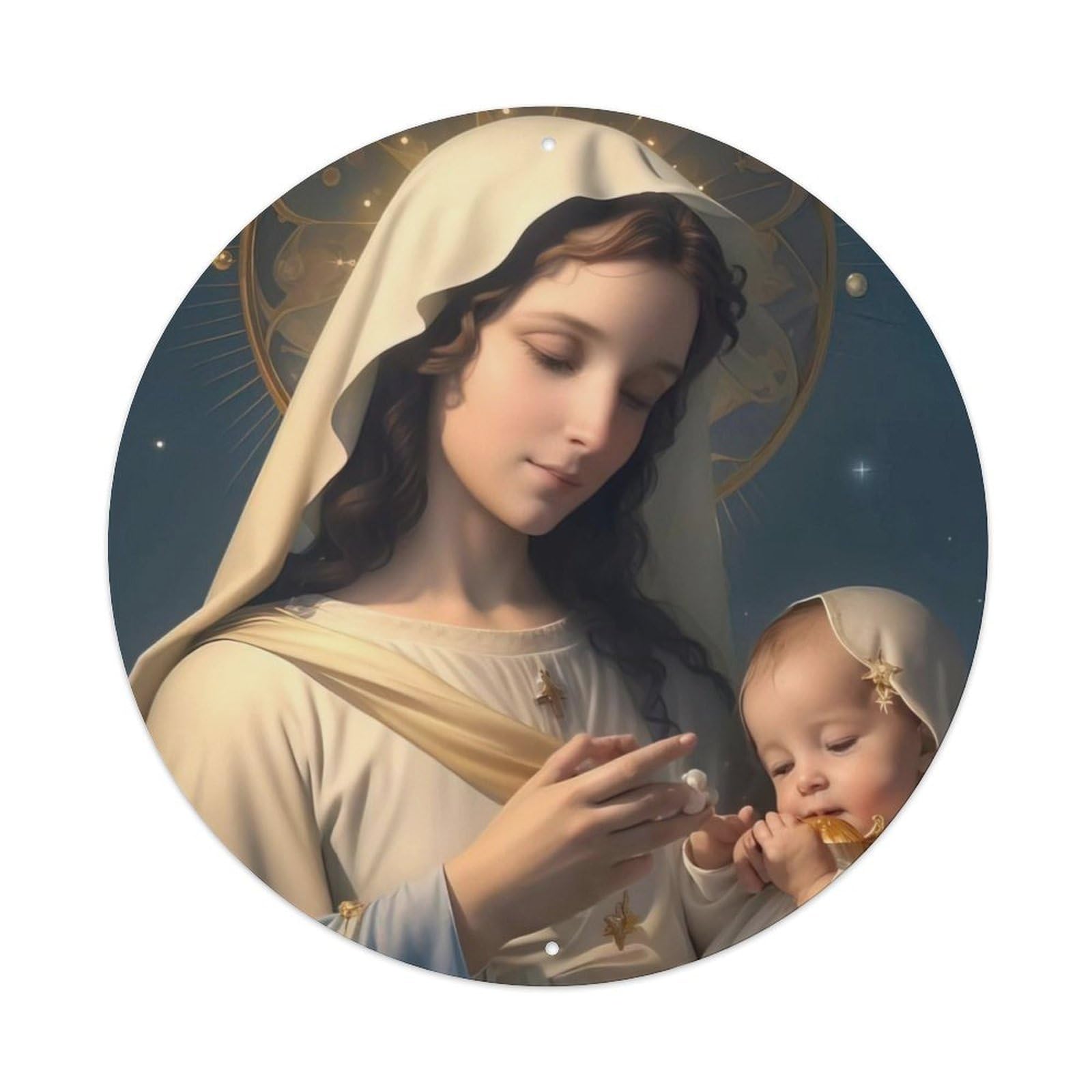 Religious Maria Is Holding The Baby Metal Tin Sign