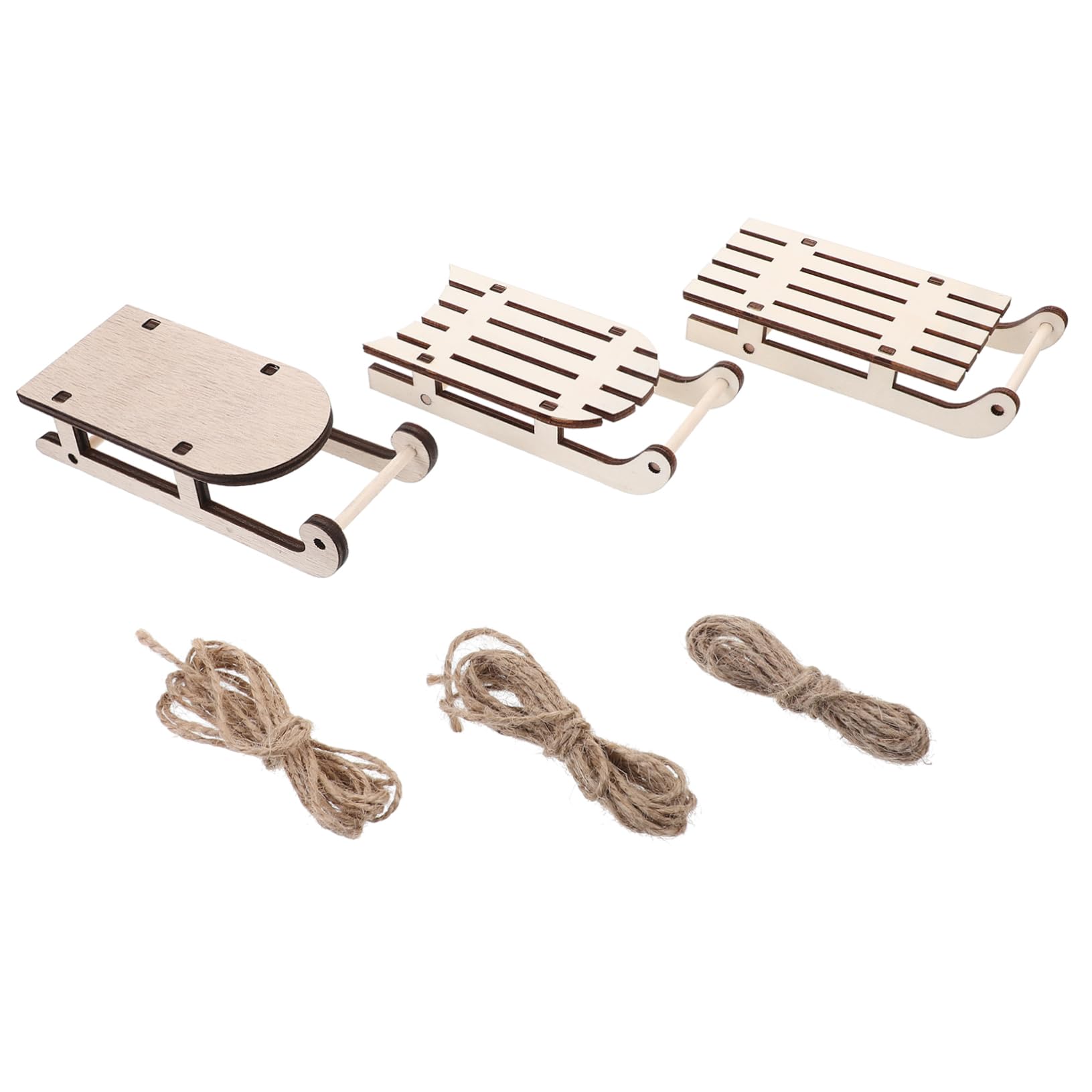 Cabilock 4 Sätze Miniatur Holzschlitten Unbemalte Weihnachtsdekoration Für Kreative Bastelideen Für Tischdeko Und Festliche Anlässe 12 Stück * 4