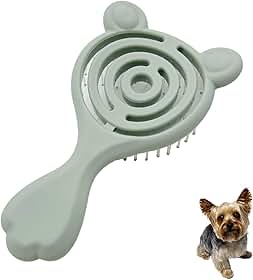 Escova de cachorro com design de orelhas de gato, cerdas macias e delicadas, ferramenta de desembaraçamento de plástico para cães pequenos, adequada para Yorkie Shih Tzu Maltipoo maltês (verde