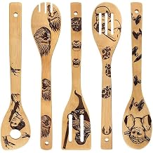 Starwars Wooden Kitchen Utensils Set Wooden Spoon Set Natural Durable Cooking Gift Cooking Kitchen Accessories Birthday Star Wars Decoration Gifts for Men Family Friends Pack of 5