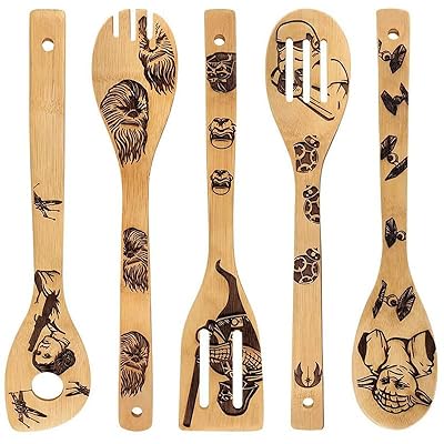 5 Piezas Cucharas de Madera para Cocinar, Gadgets Cocina, Juego de Accesorios Utensilios, Cucharas y Espátulas Madera, Regalos Inauguración La Casa y Bodas | Ya disponible en tu tienda friki favorita! En mundofriki.es!