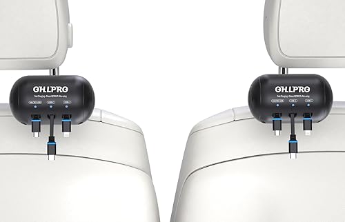 OHLPRO Cargador retráctil para asiento trasero de automóvil 2 unidades, estación de carga múltiple 3 en 1 con USB-CUSB-iMicro-USB, carga rápida de