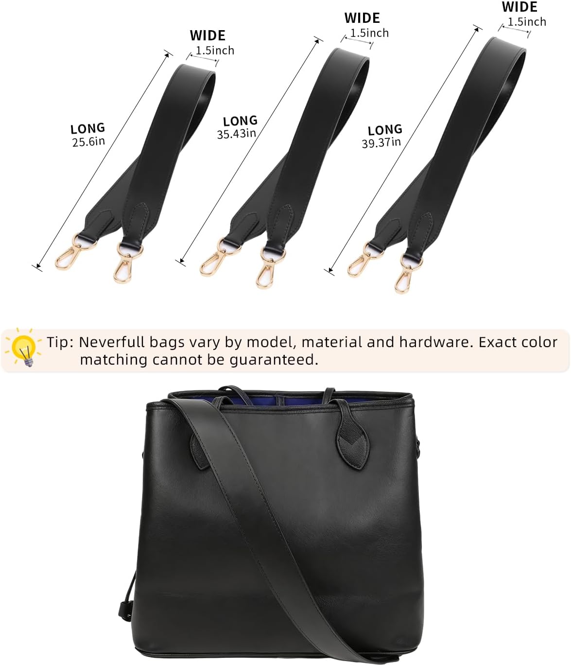 DGAZ Vachetta Leather Crossbody Strap for Neverfullbag with Gift Box, Handmade DIY purse strap