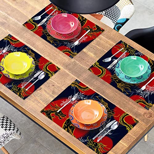 Set de table chinois noir et doré x6 antidérapant pour repas raffinés - 8