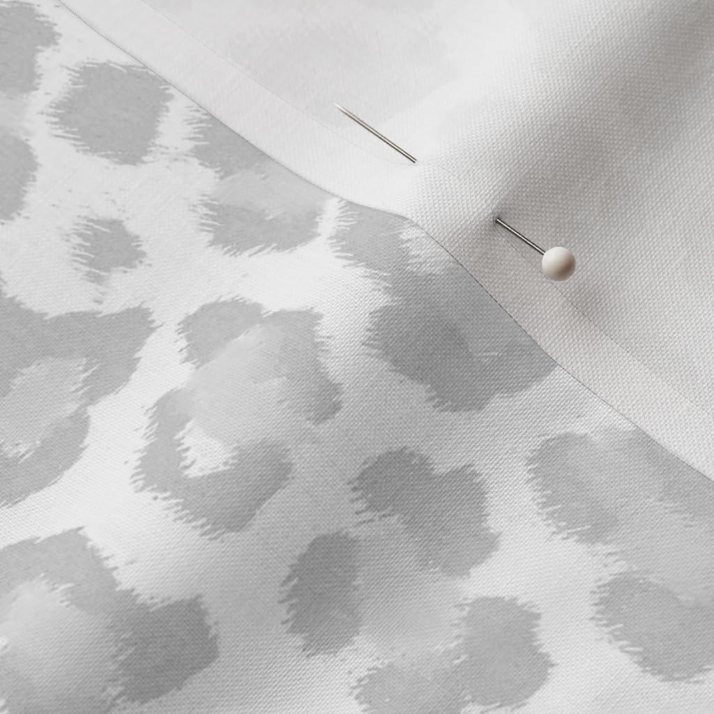Spoonflower Fabric - Neutral Cheetah Dove Gray White Modern Animal Print Snow Leopard Printed on Petal Cotton Fabric Fat Quarter - Sewing Quilting Apparel Crafts Decor