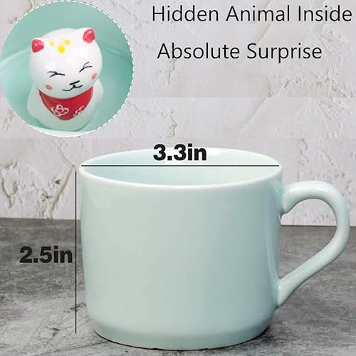 Miniatura 9 de Dolphin - Tazas 3D, 2 tazas de leche de celadón con cuchara, porcelana fina para beber té o tazas de café, sorpresa de cumpleaños de Navidad para
