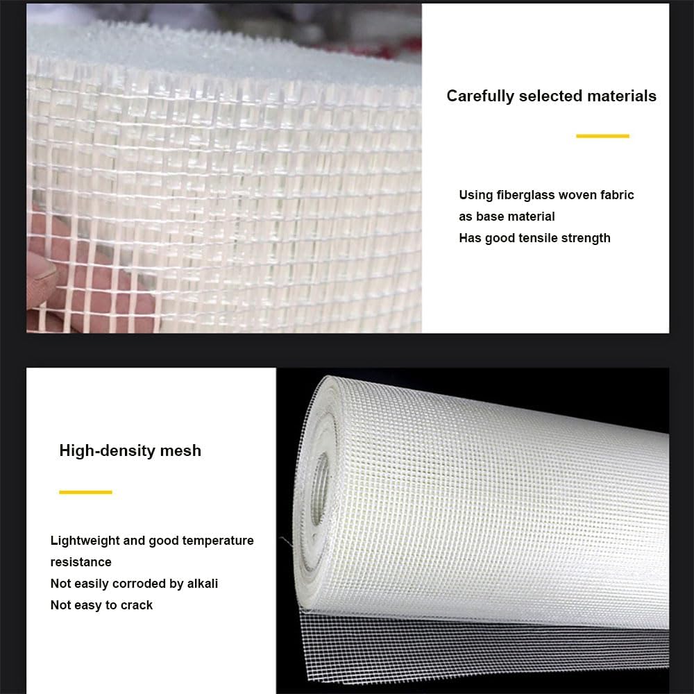 LIUNI Fiberglass Mesh Roll Heavy Duty Stucco Mesh Wall Crack and Seam Patch Rein for Insulation and Crack Prevention of Internal and External Walls on Construction Sites(Size:1x100m/3.2ft x 328ft)
