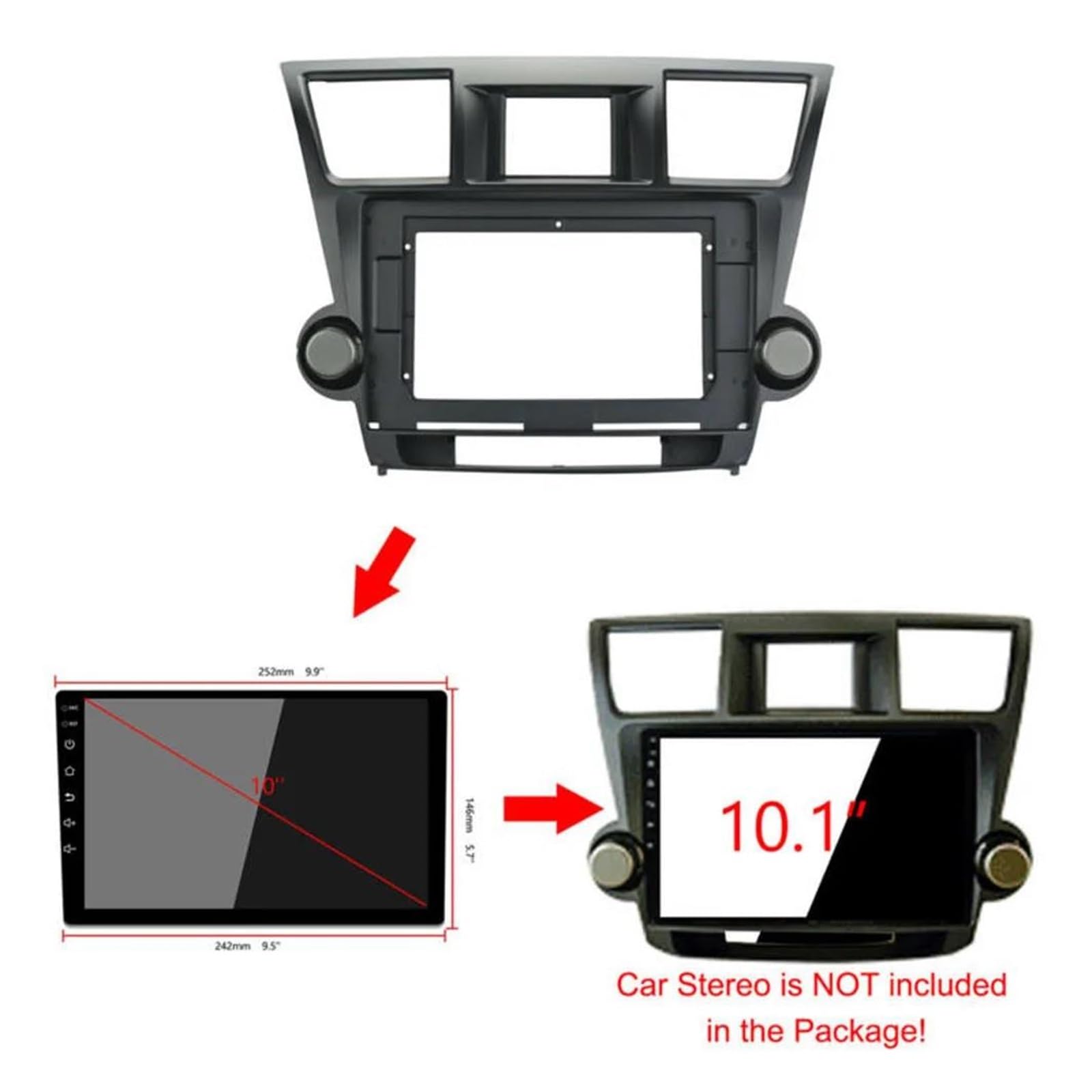 Moldura autorradio Para TOYOTA para Highlander 2008-2014