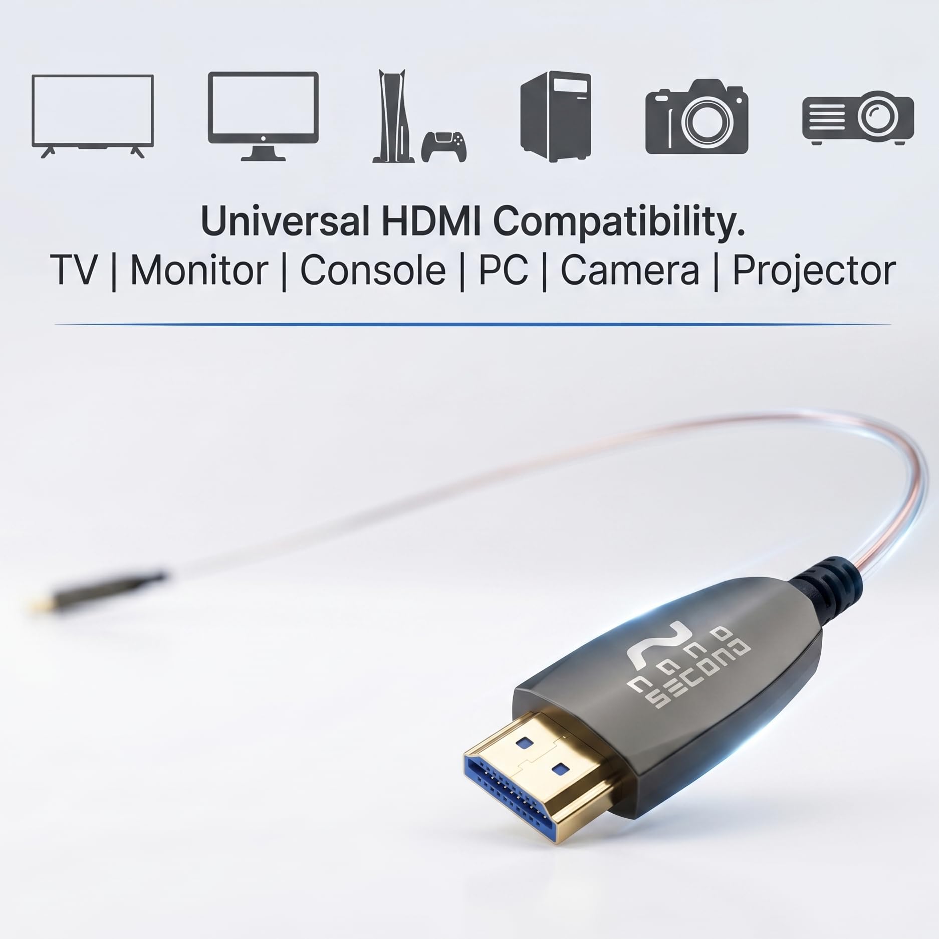 NanoGlass, cavo HDMI in fibra ottica, ultra sottile da 1,9 mm, 8K, 4K 120 Hz, HDMI ad alta velocità, per monitor di fotocamere, console di gioco, PC, TV, proiettore (3 m)
