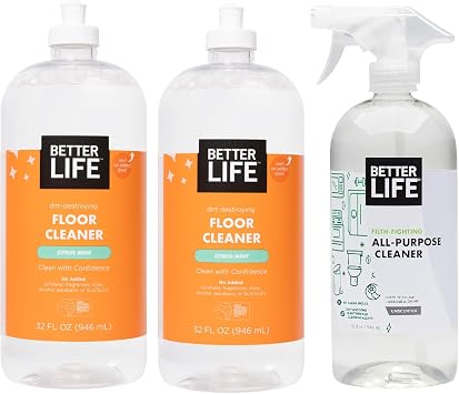 Better Life Floor Cleaner Citrus Mint 32 Oz Pack of 2 + All Purpose Cleaner 32 Oz Unscented Pack of 1