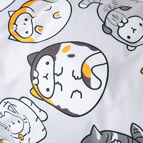 Miniatura 3 de Juego de funda de edredón de tamaño individual, 100 % microfibra ligera para hombres y mujeres, lindo diseño moderno de gato kawaii, con cierre de