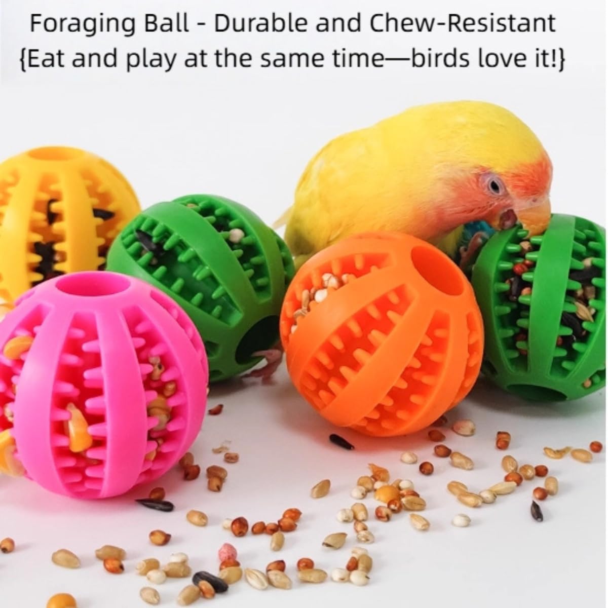 2PCS Parrot Foraging Ball Toy Puzzle, Bird Treat Ball for Teething, Small Animals Slow Feeder, Food Hide Treat Dispensing Snuffle Game Interactive Toy for Parakeets, Lovebirds, Conures, Random Color - image 5