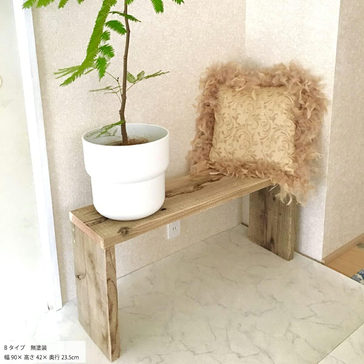 OLD ASHIBA ベンチシェルフ Ｂタイプ 幅750&times;高さ420&times;奥行235mm 屋内用灰緑（はいりょく） 足場板 古材 棚 ラ