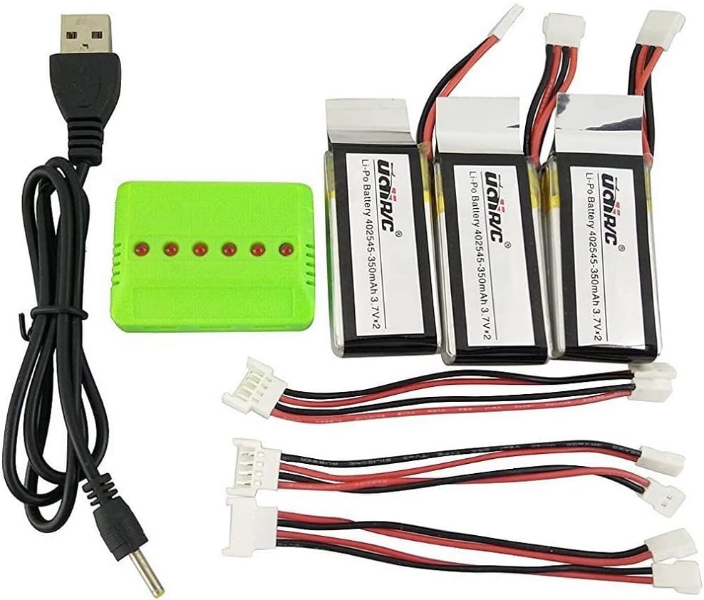 Accessories 3PCS 3.7V 350mAh Li Battery with 1pcs 3 in 1 Balance Charger with 3pcs Conversion Cable for UDI U818A WiFi FPV U845 U919 U919A U945A WiFi RC Drone
