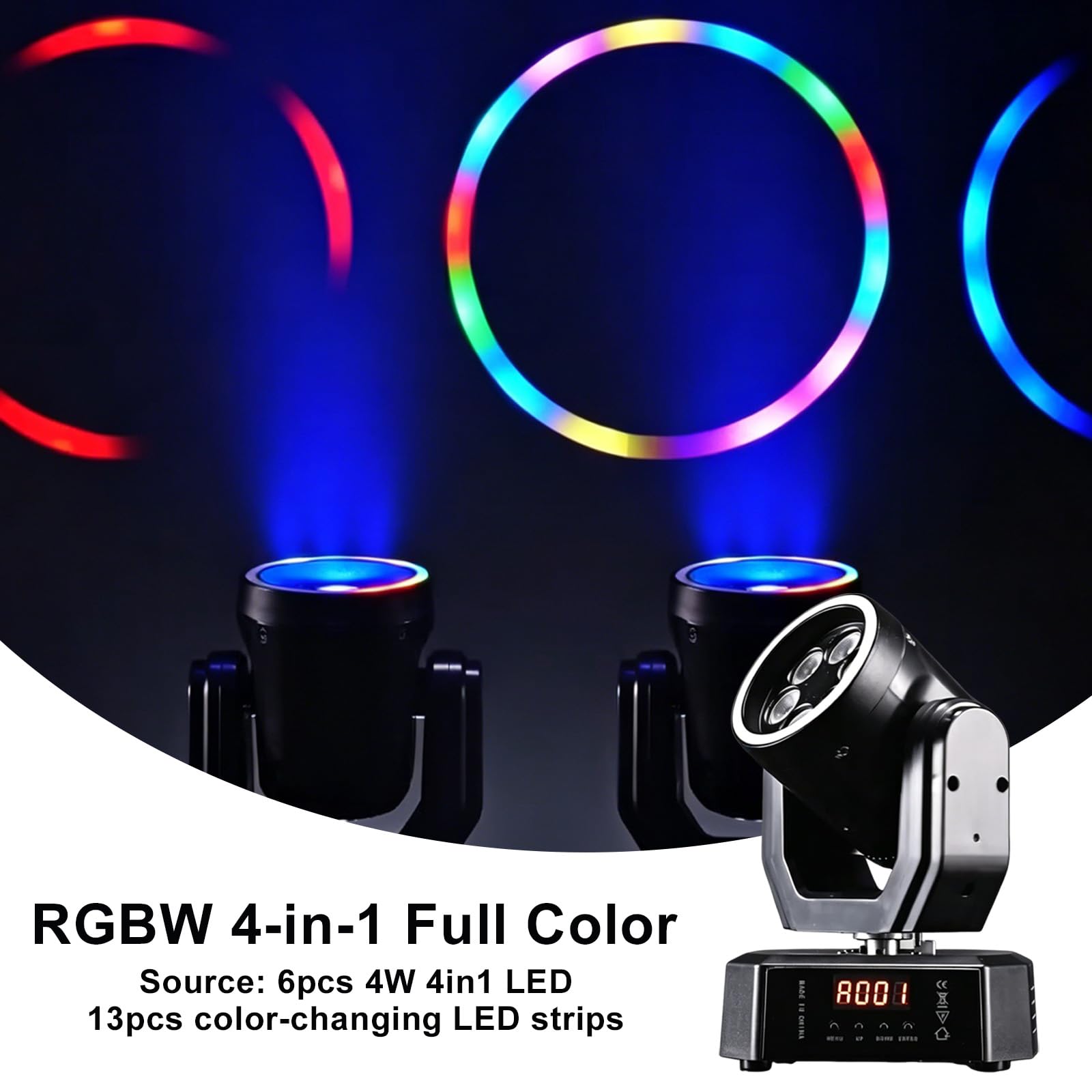Confezione da 2 mini proiettori a testa mobile per illuminazione DJ, proiettori wash a LED, luci da palcoscenico per feste