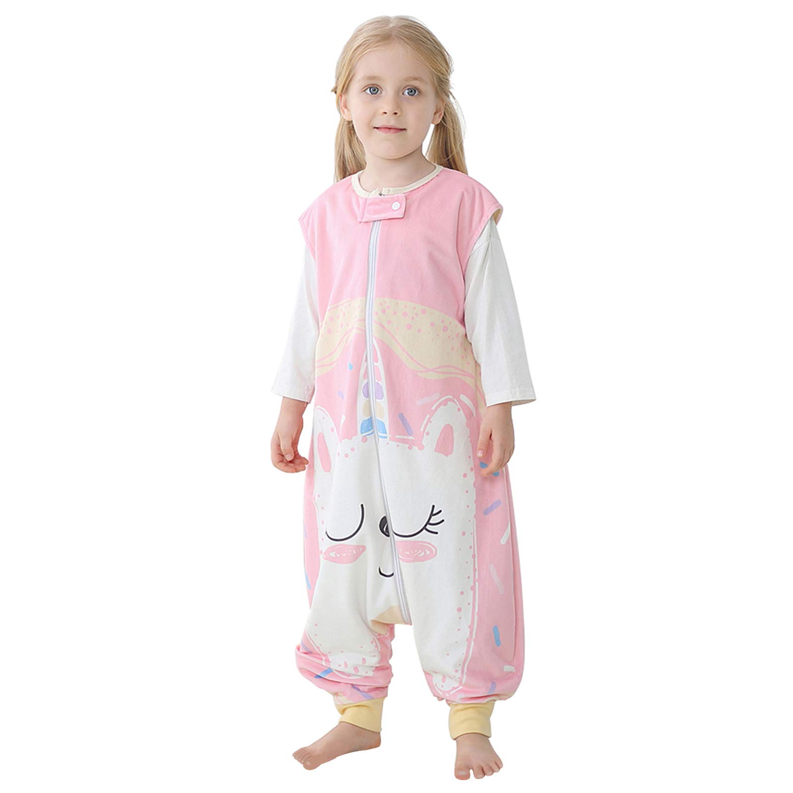 HAHASHOW Baby Schlafsack mit Füßen Mädchen und Junge Schlafstrampler Schlafsack mit Beinen 5-6 Jahre Rosa