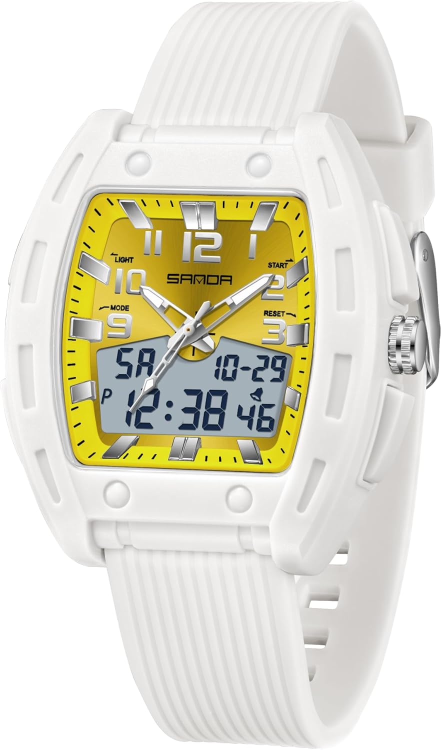 Women Watch for Women Unique Rectangle Watches Digital Analog Sports Watch for Ladies Students Watches with Alarm Stopwatch Waterproof Hourly Chime 12/24H LED Light Multi-Function Wristwatch