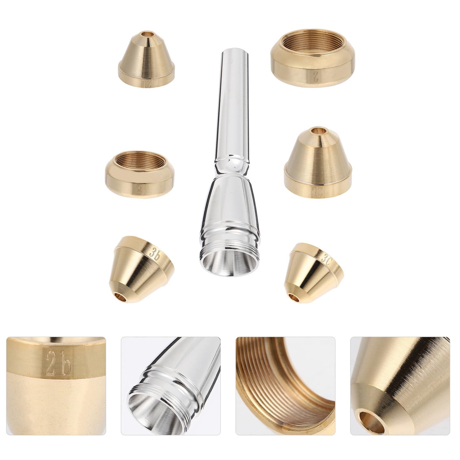 Set 7 Pezzi Beccucci per Tromba in Ottone Argento per Principianti, Adatto a Tutti i Tipi di Trombe, Prestazioni Professionali Suono Alto Facile da Pronunciare
