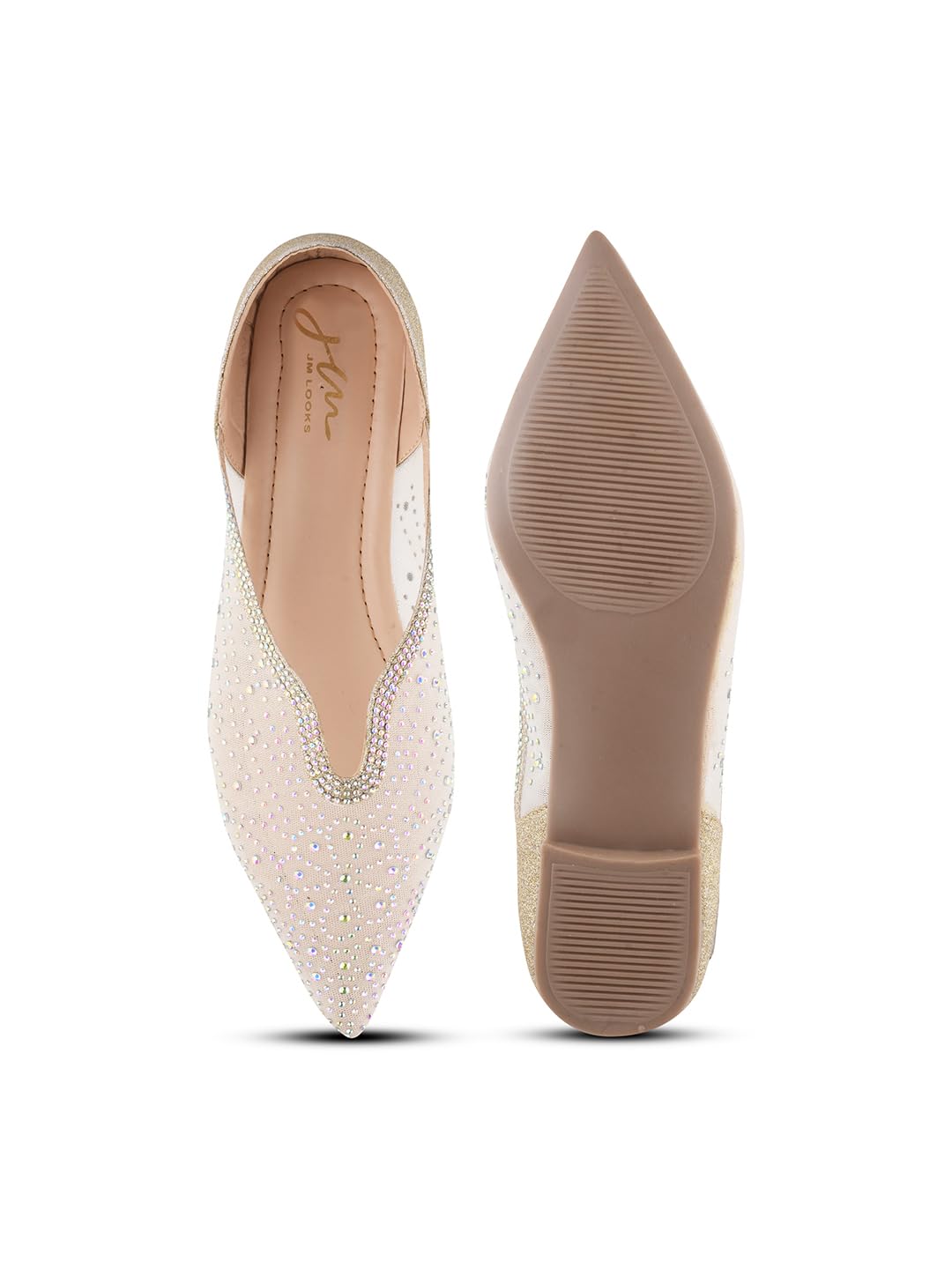 JM LOOKS Stylish Emblellished & Rhinestone Bellies For Women & Girls | Fancy Ballet Flat Sandals | 6 613+2AwbsmL. SL1440