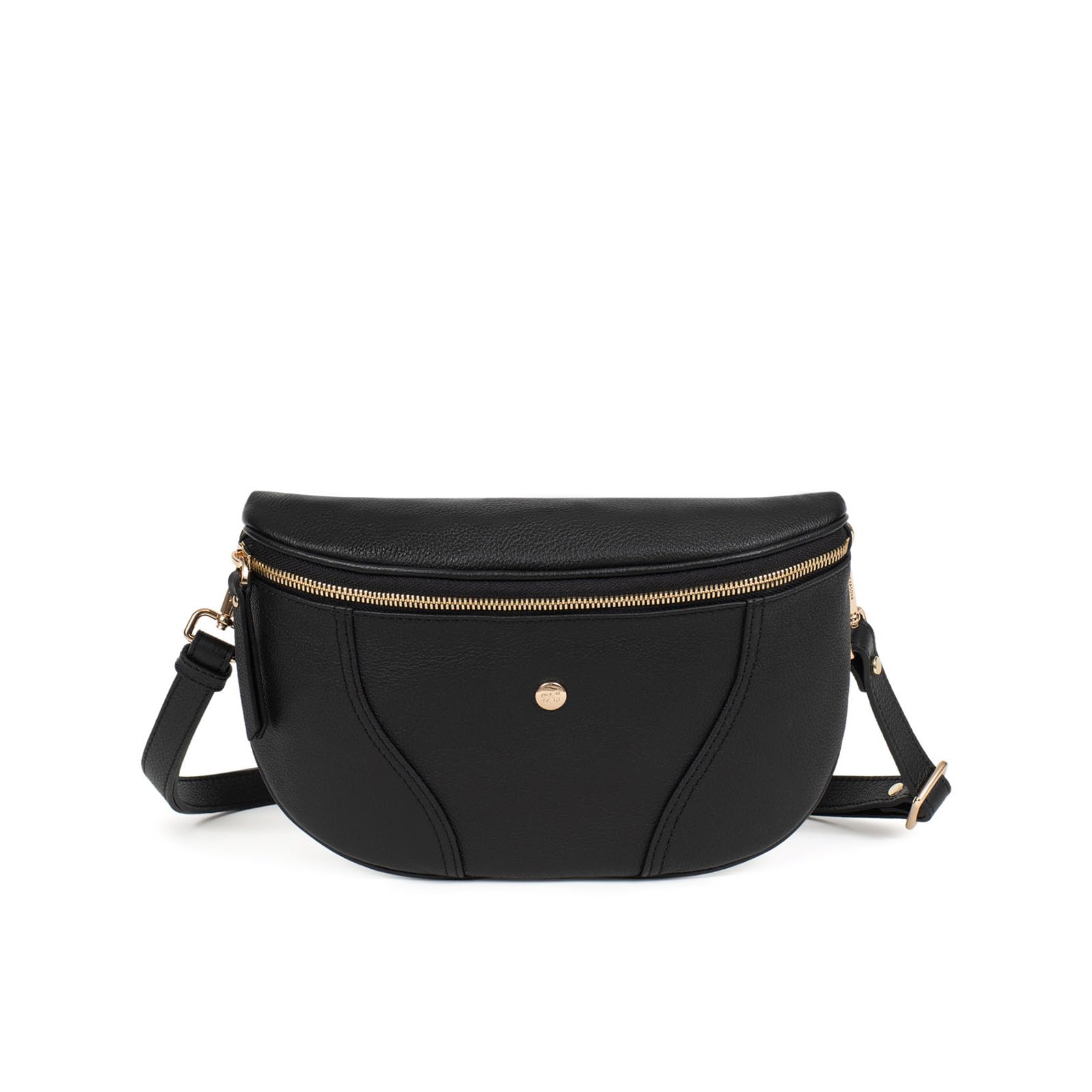Sac Banane Hexagona En Cuir Noir - Taille Moyenne - Style Hexagonal (réf. #512)