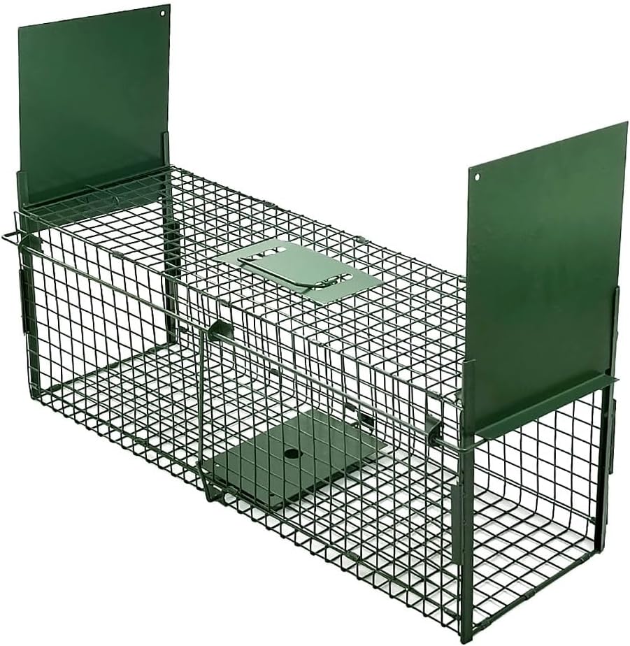 Dierenval, Foldable herbruikbare animal trap, Muizenval, voor muis, knaagdieren, katten, vossen, wasbeer, weasel vangst,vangkooi, dierenvanger vanger-Dubbele deur-80 x 26 x 26 CM