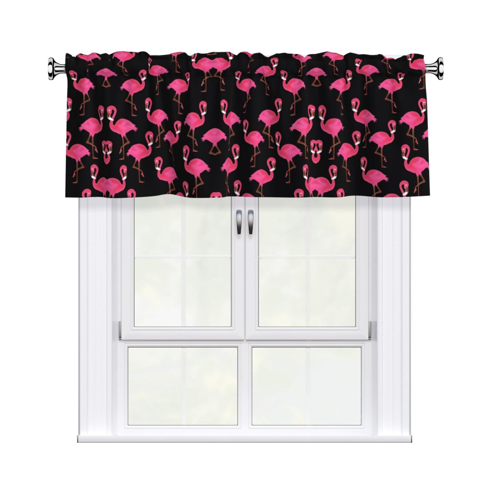 WHJSSF Lovely Pink Flamingos Prints Housewarming Gift – Peach Skin Window Valance 54x18 for a Cozy Kitchen Refresh