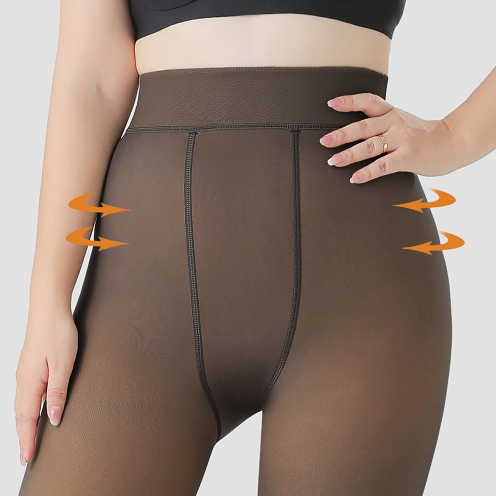 MJGkhiy Calcetines de forro polar para mujer, medias efecto velado, medias de felpa elegantes, calcetines térmicos sin costuras, cómodos, medias de tallas grandes, gruesas, medias de invierno