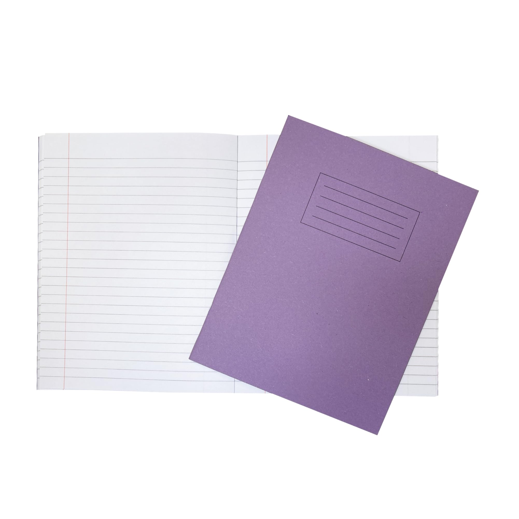 Janrax Pack of 10 9x7 Purple 80 Page Feint Ruled with Margin Exercise Books WF Paper with 225gsm Manilla Cover