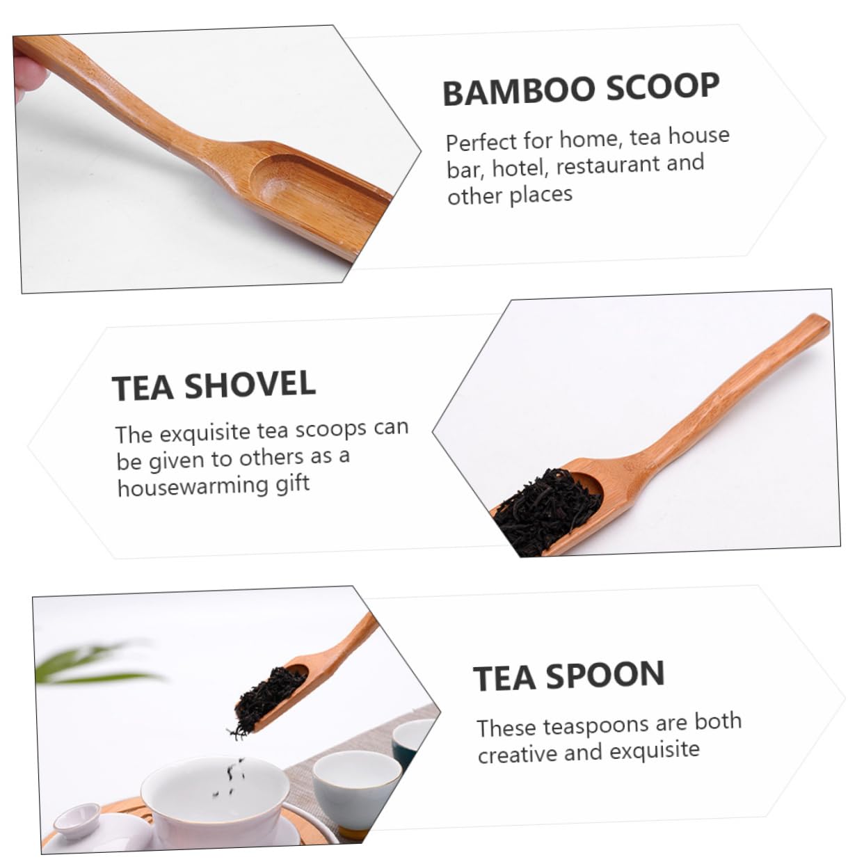 STOBAZA Premium Bamboo Tea Scoop Spoon Curved Design 6 Pack Ideal for Tea House Home Use