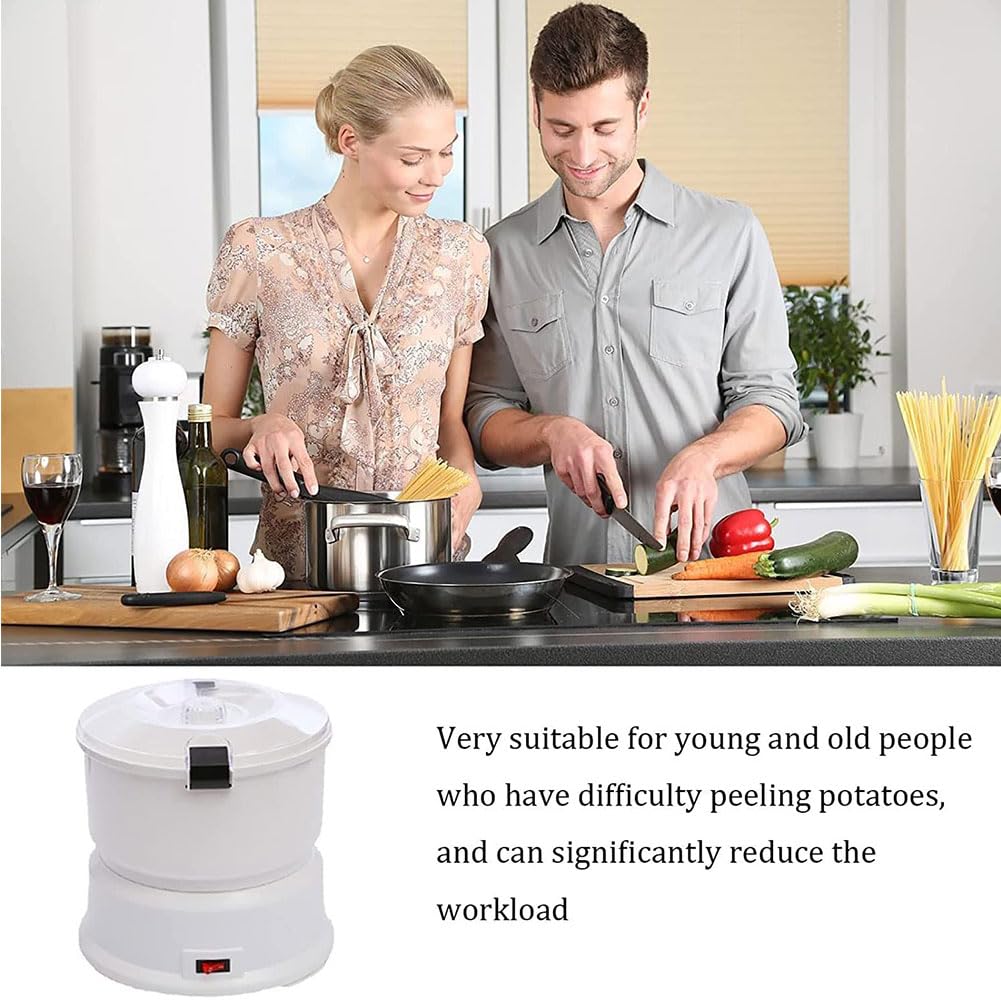 QUTBAG Pelador de Patatas eléctrico, rebanador de Verduras Completamente automático con Bloqueo de Seguridad Giratorio, máquina giratoria automática para ensaladas y deshidratador rápido de Verduras