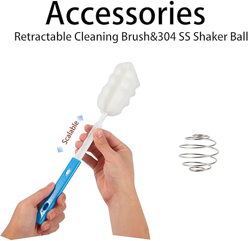 Miniatura 6 de Botella agitadora de vidrio de 34 oz1 L, botella mezcladora de proteínas de vidrio negro con bola agitadora, botellas grandes para mezclas de