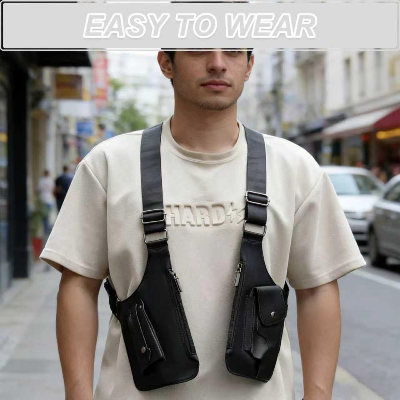 Borsa a Tracolla Ascellare, Borsa a Tracolla con Imbracatura e Portafoglio, Molteplici Tasche Antifurto, Borsa Antifurto per Uomo per Viaggi All'aperto