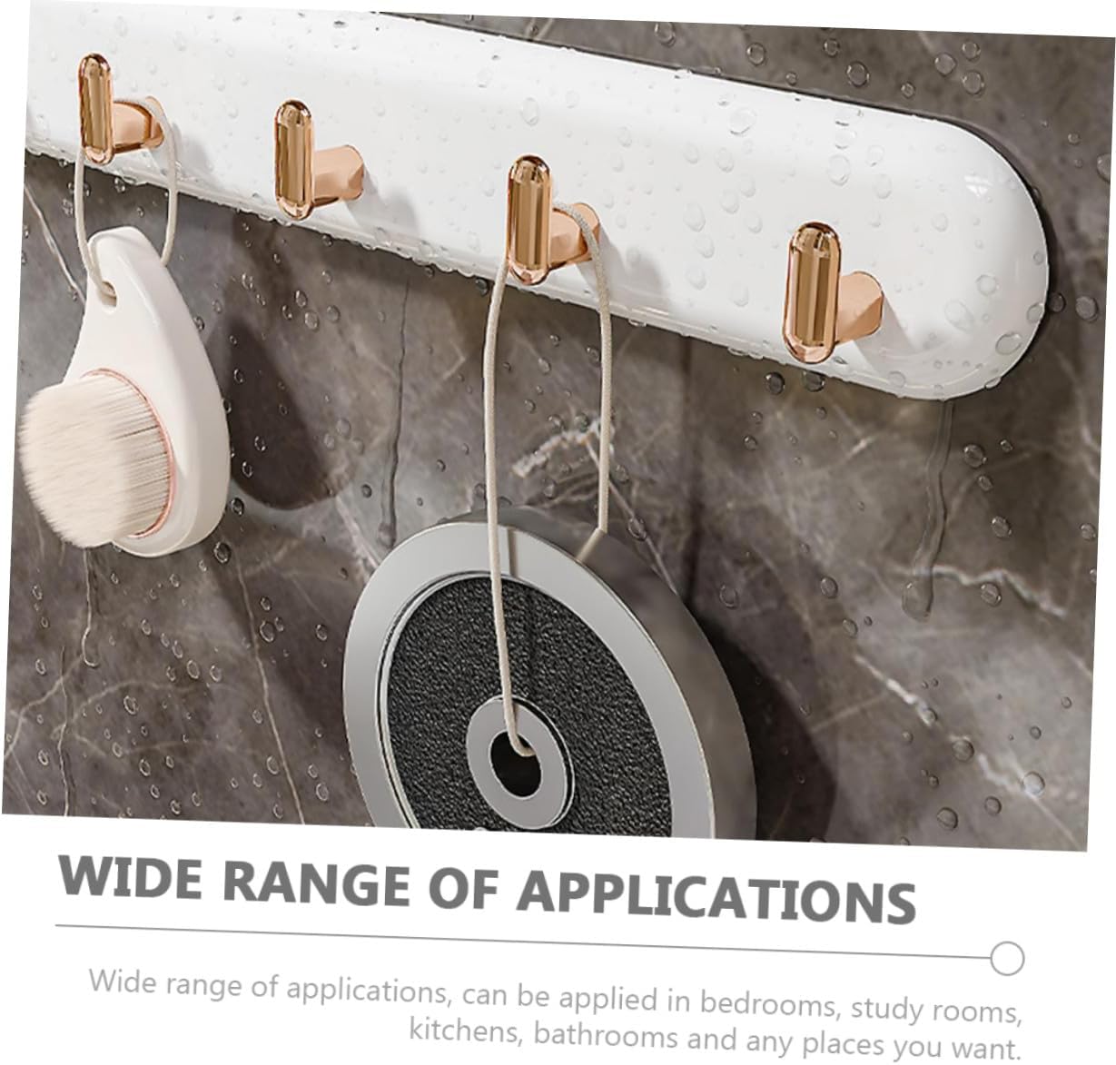 Wall Hanging Storage Hook, 6-Row No-Drill Platinum Utility Hooks, Plastic Clothes Hanger for Kitchen, Bathroom Towel and Hat Organization, 1pcs