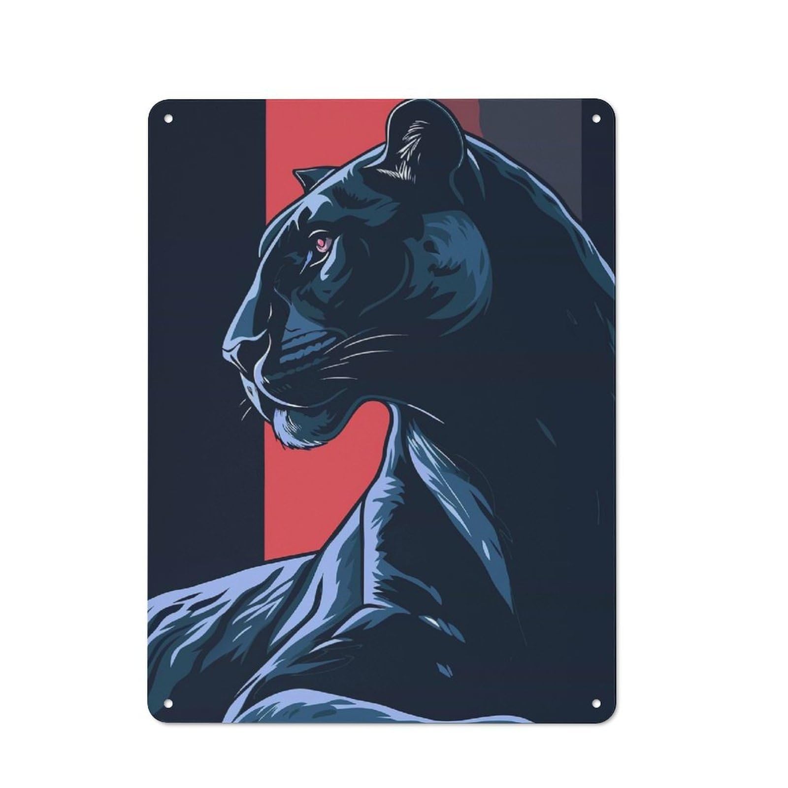 Junmoney Stylized Black Panther Illustration For Dining Room Or Kitchen, Vintage Metal Sign 40X30cm, Gift For Dining Room Decor Fans During The Christmas Season
